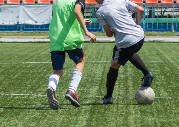 Football Pour Enfants Moment Football Intéressant Match Entraînement Lutte Active — Photo