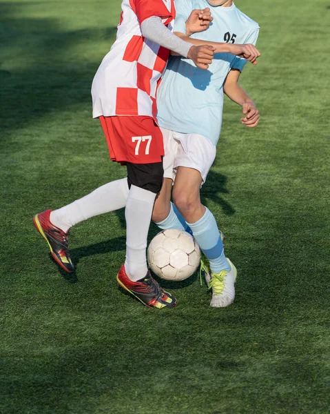 Fútbol Infantil Fútbol Activo Para Niñas Niños Competición Hermosos Momentos — Foto de Stock