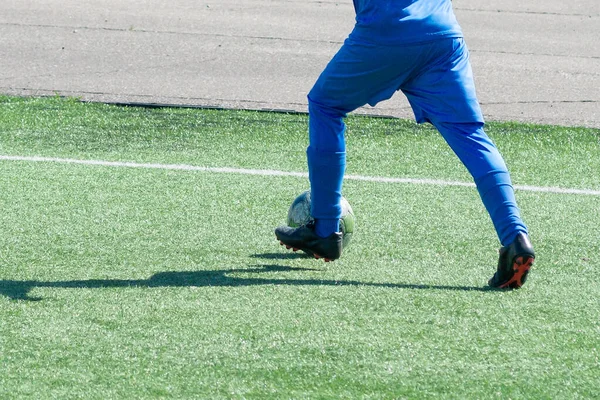 Calcio Bambini Interessante Momento Calcio Alla Partita Allenamento Lotta Attiva — Foto Stock