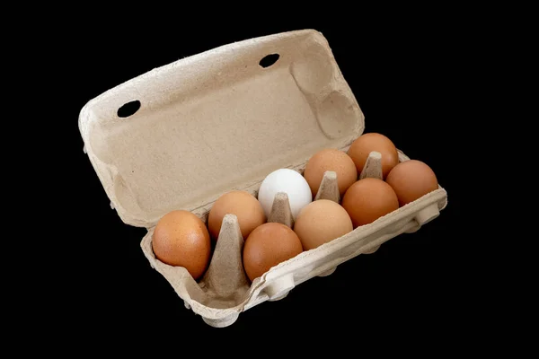 Huevos Pollo Envases Ecológicos Hechos Papel Prensado Papel Reciclado Huevos — Foto de Stock