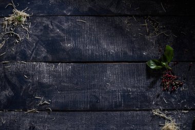 Koyu mavi ahşap arka plan Üst görünüm