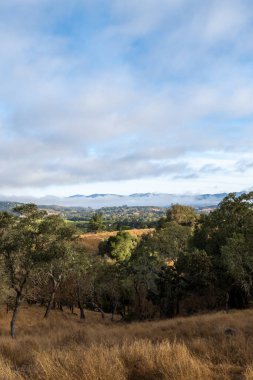 Sonbaharda Skyline Wilderness Parkı 'nda gökyüzü bulutlu bir günde fotokopi uzayı ile Napa Vadisi manzaralı.