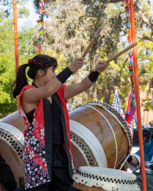 Davis, CA - April 24, 2022. Picnic Day parade at the University of California at Davis is back after a two-year latus due to the coronavirus pandemics