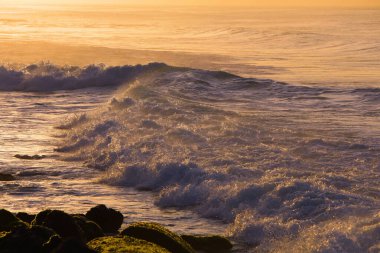 Okyanus kıyısındaki güzel dalgalar ve bulutlar