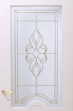 İç kapılar için güzel vitraylı cam süslemeler teneke film dekoratif kompozisyonu