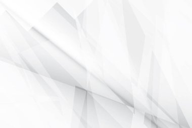 Soyut beyaz ve gri renkli, geometrik şekilli modern tasarım arka planı. Vektör illüstrasyonu.