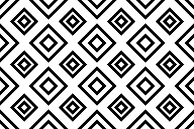 Siyah beyaz arkaplan, dikdörtgen, kare şekilli kusursuz desen. Vektör illüstrasyonu.