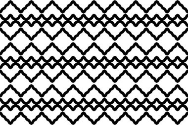 Siyah beyaz arkaplan, modern çizgili, geometrik şekilli kusursuz desen. Vektör illüstrasyonu.