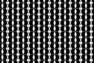 Siyah beyaz arkaplan, modern çizgili, geometrik şekilli kusursuz desen. Vektör illüstrasyonu.