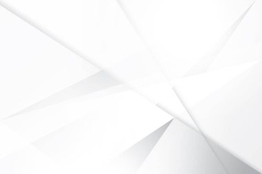 Soyut beyaz ve gri renkli, geometrik şekilli modern tasarım arka planı. Vektör illüstrasyonu.