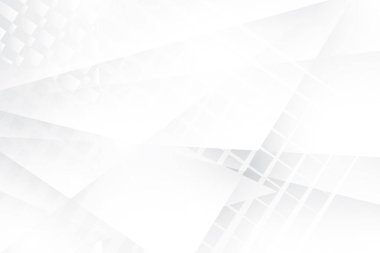 Soyut beyaz ve gri renkli, geometrik şekilli modern tasarım arka planı. Vektör illüstrasyonu.