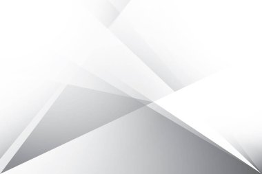 Soyut beyaz ve gri renkli, geometrik şekilli modern tasarım arka planı. Vektör illüstrasyonu.