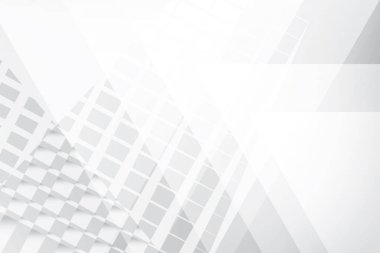 Soyut beyaz ve gri renkli, geometrik şekilli modern tasarım arka planı. Vektör illüstrasyonu.