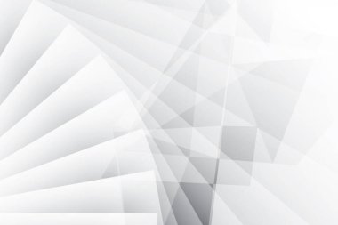 Soyut beyaz ve gri renkli, geometrik şekilli modern tasarım arka planı. Vektör illüstrasyonu.