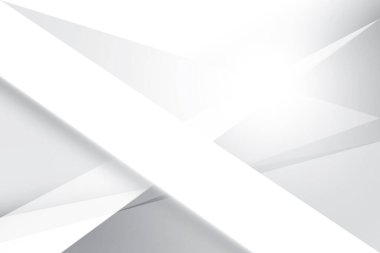 Soyut beyaz ve gri renkli, geometrik şekilli modern tasarım arka planı. Vektör illüstrasyonu.