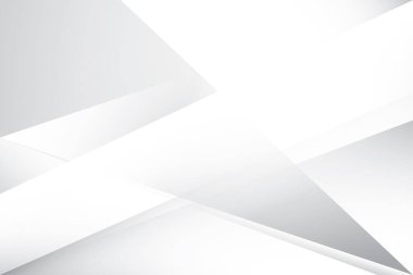 Soyut beyaz ve gri renkli, geometrik şekilli modern tasarım arka planı. Vektör illüstrasyonu.