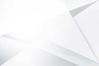 Soyut beyaz ve gri renkli, geometrik şekilli modern tasarım arka planı. Vektör illüstrasyonu.