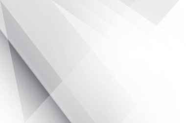 Soyut beyaz ve gri renkli, geometrik şekilli modern tasarım arka planı. Vektör illüstrasyonu.