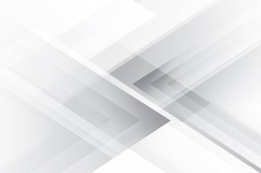 Soyut beyaz ve gri renkli, geometrik şekilli modern tasarım arka planı. Vektör illüstrasyonu.