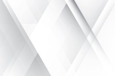 Soyut beyaz ve gri renkli, geometrik şekilli modern tasarım arka planı. Vektör illüstrasyonu.