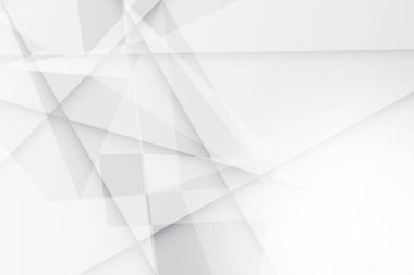 Soyut beyaz ve gri renkli, geometrik şekilli modern tasarım arka planı. Vektör illüstrasyonu.