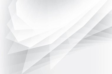 Soyut beyaz ve gri renkli, geometrik şekilli modern tasarım arka planı. Vektör illüstrasyonu.
