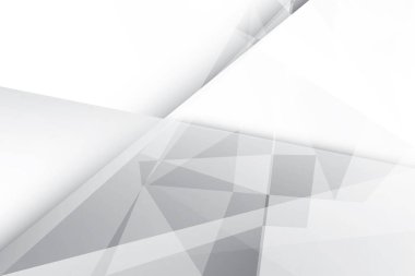 Soyut beyaz ve gri renkli, geometrik şekilli modern tasarım arka planı. Vektör illüstrasyonu.