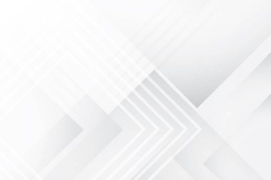 Soyut beyaz ve gri renkli, geometrik şekilli modern tasarım arka planı. Vektör illüstrasyonu.