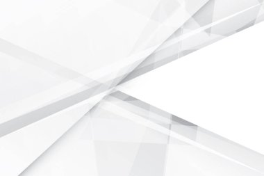 Soyut beyaz ve gri renkli, geometrik şekilli modern tasarım arka planı. Vektör illüstrasyonu.