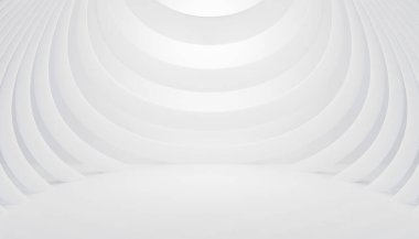 Üç boyutlu soyut beyaz ve gri renk, geometrik yuvarlak şekilli modern tasarım arka planı. 3 Boyutlu resimleme.