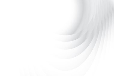 Soyut beyaz ve gri renkli, geometrik yuvarlak şekilli modern tasarım arka planı. Vektör illüstrasyonu.