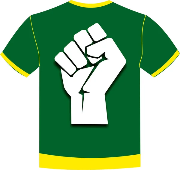 Zaciśnięta Pięść Koszulce Nadruku Pokazująca Siłę Zwycięstwo Wolność Sukces — Zdjęcie stockowe