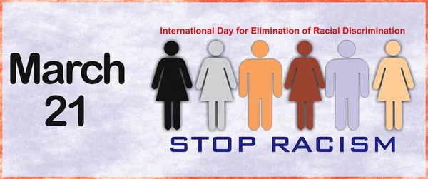 Zászlós Illusztráció Faji Megkülönböztetés Felszámolásának Nemzetközi Napjáról Március Média Honlapok — Stock Fotó