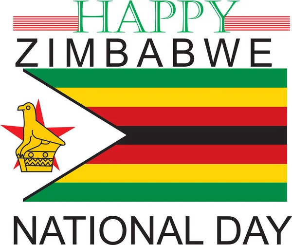 Jour Indépendance Zimbabwe Fond Avec Drapeau Élégant Illustration Typographique — Photo
