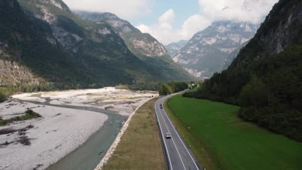 Austrocknen Von Flüssen Während Dürren Luftaufnahme Von Trockenem Flussbett Und — Stockvideo