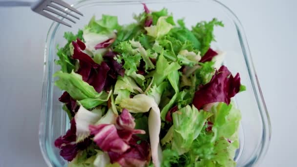 ベジタリアンボウル 有機食品ときれいな食品 健康でバランスの取れた食事を食べる 高品質4K映像 — ストック動画