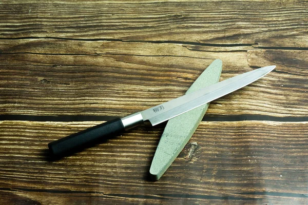 Cuchillo Mesa Japonés Piedra Afilar —  Fotos de Stock