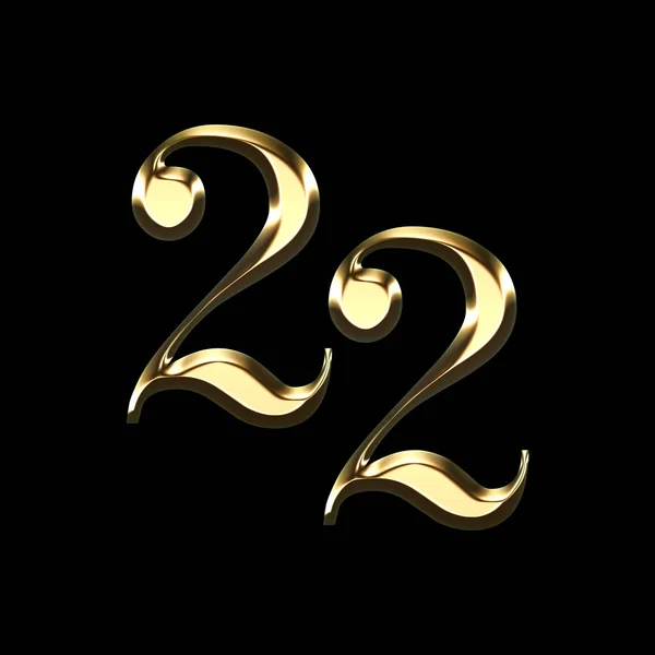 Golden Number Ilustração Sobre Fundo Preto 2022 Ano Idade — Fotografia de Stock