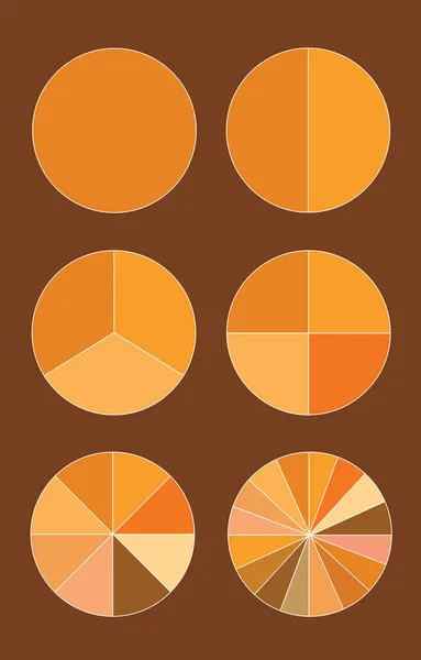 Pite Diagramok Diagramok Infografikák Sárga Narancs Színű Vektor Sötétbarna Háttér — Stock Vector