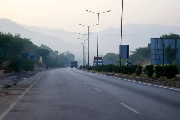 National Highway Nh7 Bela Estrada Vazia Início Manhã Mais Longo — Fotografia de Stock