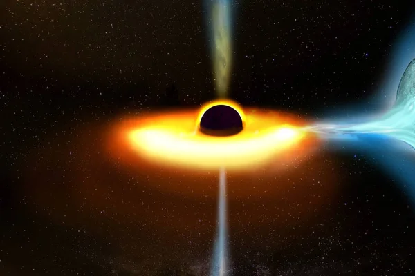 Pierwszy Rzut Oka Czarną Dziurę Jedzącą Gwiazdę Lub Niesamowicie Piękny — Zdjęcie stockowe