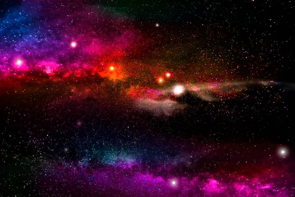 Πεδίο Αστέρων Υψηλής Ευκρίνειας Πολύχρωμο Νυχτερινό Ουρανό Νεφέλωμα Και Γαλαξίες — Φωτογραφία Αρχείου