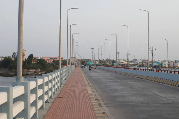 Estrada Com Bela Vista Sobre Estrada Diu Ghoghla Conectar Ponte — Fotografia de Stock
