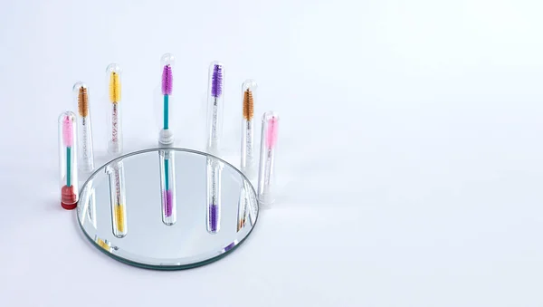 Des Objets Mise Page Pinceaux Professionnels Cosmétiques Multicolores Pour Sourcils — Photo