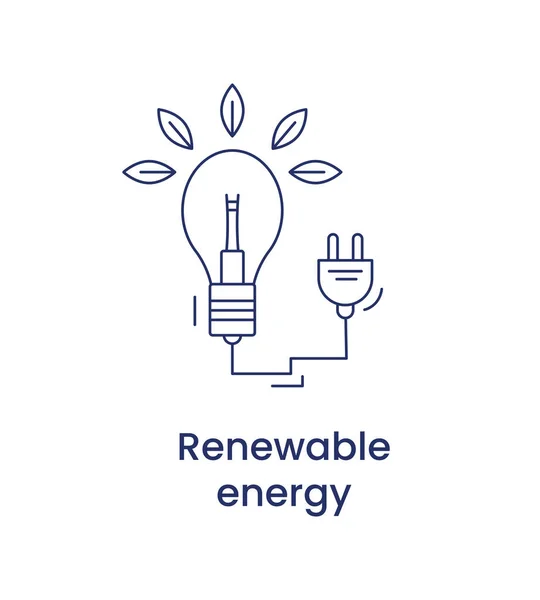 Yenilenebilir enerji ikonu, ESG çevre kavramı. Beyaz arkaplanda izole edilmiş vektör çizgisi illüstrasyonu. — Stok Vektör