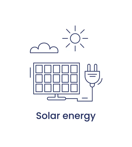 Güneş enerjisi ikonu, ESG çevre kavramı. Yenilenebilir enerji. Çizgi illüstrasyonu beyaz arkaplanda izole edildi.