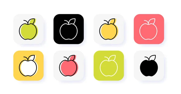 Healthy Vegetarian Product Icon Tasty Apple Icon Set Different Icon — Vector de stock