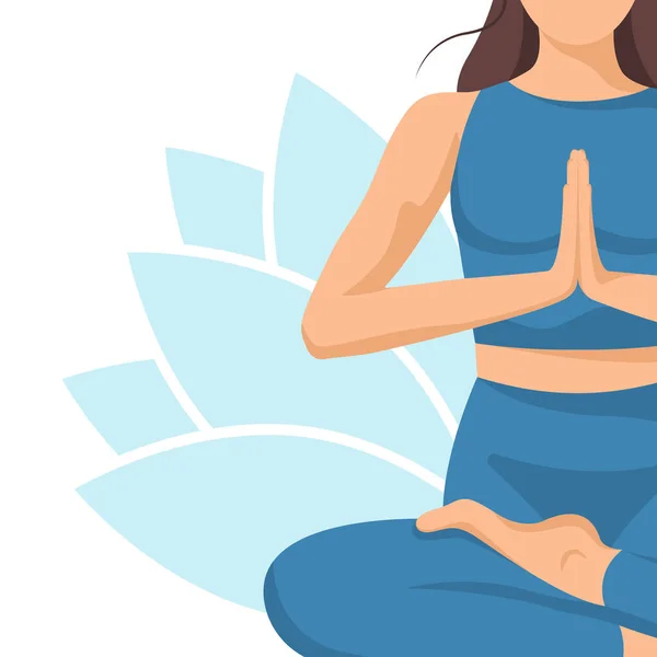 Yoga young woman, card concept. Beautiful girl in a suit doing yoga. Healthy lifestyle. Poster. Template. Illustration isolated on a white background