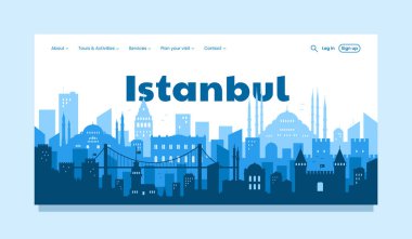 İstanbul hindi konsepti. İstanbul 'un silueti. İniş sayfası şablonu. Seyahat konsepti. Beyaz arkaplanda vektör illüstrasyonu