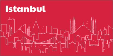 İstanbul hindi konsepti. İstanbul 'un silueti. Seyahat konsepti. Doğrusal vektör çizimi